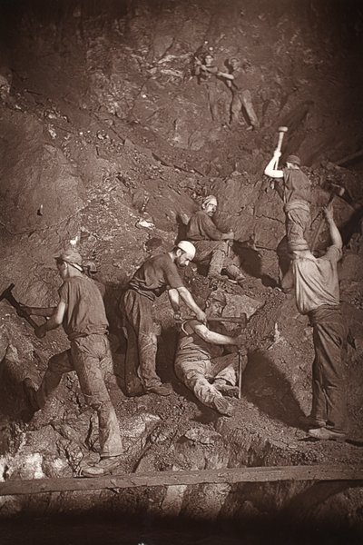 Underhand Stoping, East Pool Mine, illustration from 