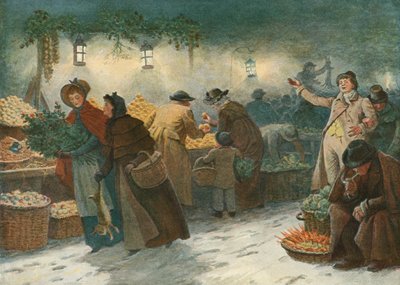 Marketing in London on Christmas Eve by John Charles after Dollman
