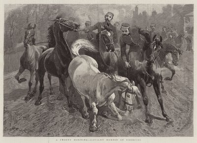 A Frosty Morning, Cavalry Horses at Exercise by John Charlton
