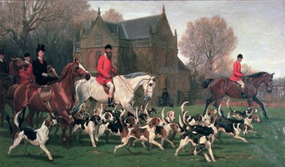 Countess Spencer on the hunter Goldfinch and John Poyntz, 5th Earl Spencer on Misrule, with the Pytchley Hunt by John Charlton