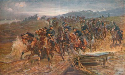 French Artillery Crossing the River Aisne, September, 1914, 1915 by John Charlton