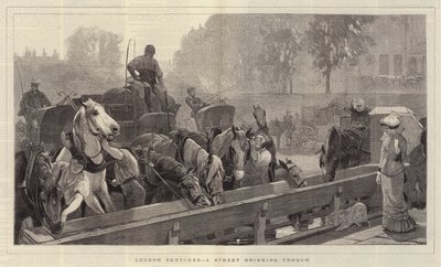 London Sketches, a Street Drinking Trough by John Charlton