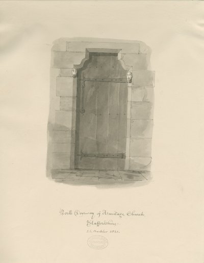 Armitage Church - North Doorway by John Chessell Buckler