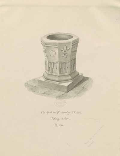 Font in Penkridge Church by John Chessell Buckler