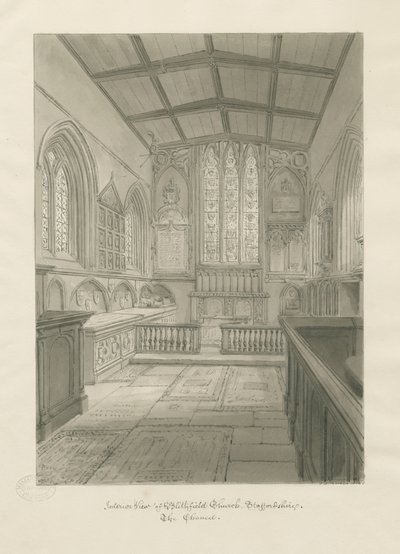 Interior of Blithfield Church by John Chessell Buckler
