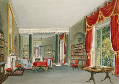 Library and Drawing Room at Bromley Hill, Kent (Seat of the Right Hon. Charles Long) by John Chessell Buckler