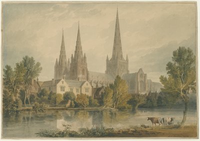 Lichfield Cathedral - South West View by John Chessell Buckler