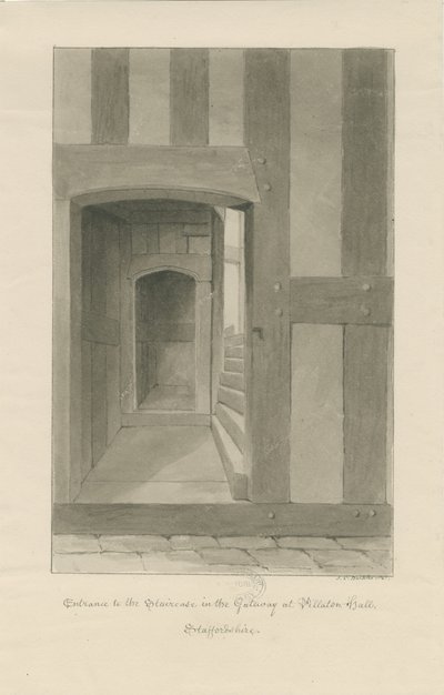 Pillaton Hall - Interior of Gatehouse by John Chessell Buckler