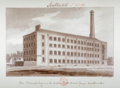 Pin Manufactory near London Road, Southwark, London, 1827 by John Chessell Buckler