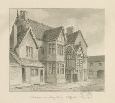 Stafford - Old Houses in Crabbery Lane by John Chessell Buckler