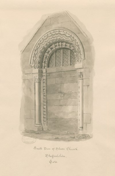 Stowe Church - South Door by John Chessell Buckler
