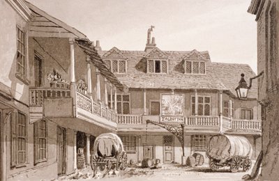 The Tabard Inn on Borough High Street, Southwark, London, 1827 by John Chessell Buckler