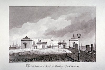 Toll Houses on Southwark Bridge, London by John Chessell Buckler