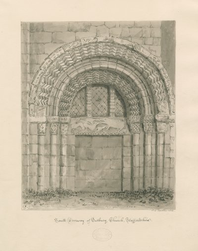 Tutbury Priory Church - South Doorway by John Chessell Buckler