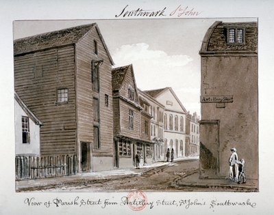 View of Parish Street and Artillery Street, Bermondsey, London by John Chessell Buckler