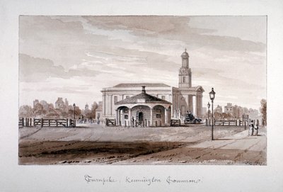 View of a turnpike at Kennington Common, Lambeth, London, 1827 by John Chessell Buckler