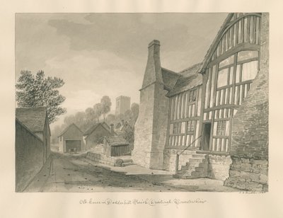 Droitwich - Dodderhill Old House: Sepia Drawing by John Chessell Buckler