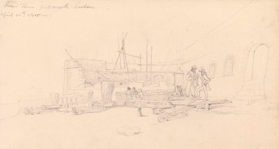 Drawing of Round Tower, Portsmouth Harbour by John Christian Schetky