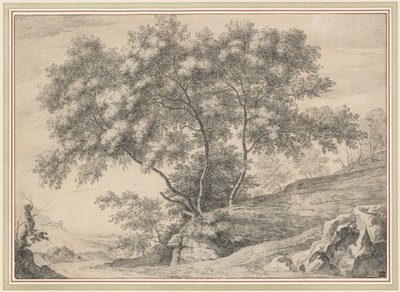 A Clump of Trees on a Rocky Outcrop by John Claude Nattes
