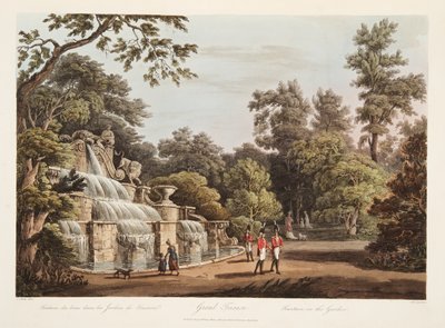 Grand Trianon, Fountain in the Garden, illustration from Versailles, Paris and Saint Denis by John Claude Nattes