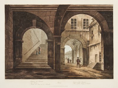Interior of the Chatelet, Part of the Quay of Feraille, illustration from Versailles, Paris and Saint Denis by John Claude Nattes