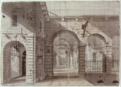 Newgate Prison Courtyard by John Claude Nattes