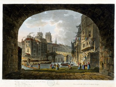 Paris: le Pont Chatelet ou le Peute Pont - in Paris vu par J.C. Matttes, ed. Miller, London by John Claude Nattes