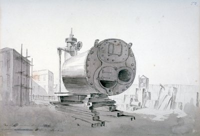 Steam machine, New Road, Islington, London by John Claude Nattes