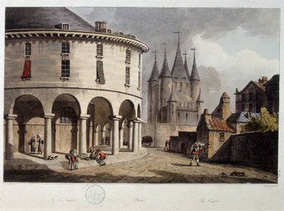 The Temple of Paris (lithography, early 19th century) by John Claude Nattes