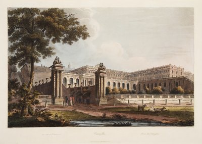 Versailles from The Orangerie, illustration from Versailles, Paris and Saint Denis by John Claude Nattes