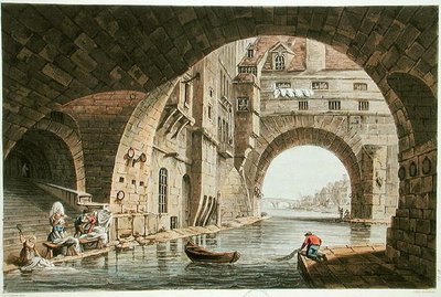 The Washing Place of the Hotel-Dieu and the Pont de la Tournelle, engraved by I. Hill, 1810 by John Claude after Nattes