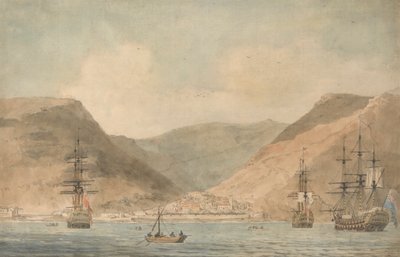 View of Jamestown, St. Helena, From the Sea with Shipping by John Cleveley the Younger