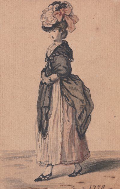 A Lady of Fashion with Black Shawl and Black Shoes by John Collet