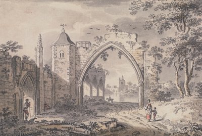Ecclesiastical Ruins beside the Thames (?) by John Collet