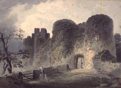 Entrance of Carisbrooke Castle with a Youth and a Lamb Standing Near a Gate by John Collins