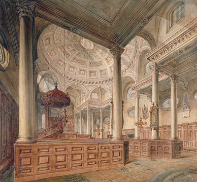 Interior view of the Church of St Stephen Walbrook, City of London by John Coney