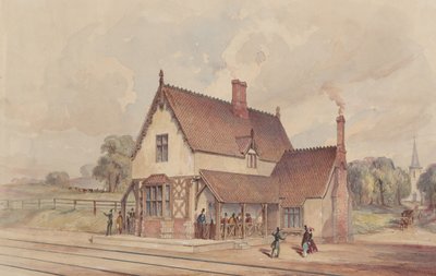 Victorian Rural Train Station and Railroad Crossing by John Connell Ogle