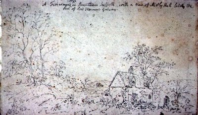 Cottage at Brantham, with a view of Mistley Hall by John Constable
