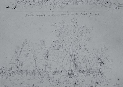 Cottage at Holton with the church in the background by John Constable