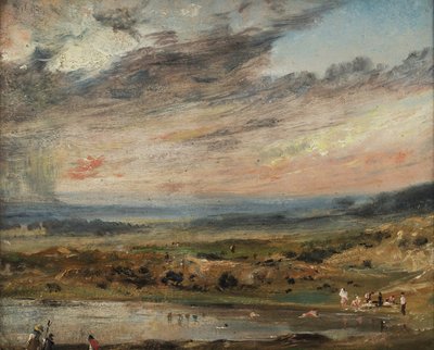 Hampstead Heath, with Pond and Bathers by John Constable