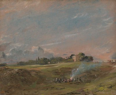 Hampstead Heath, with a Bonfire by John Constable