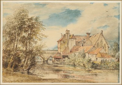 Old Houses on Harnam Bridge, Salisbury with the Ancient Hospital of Saint Nicholas by John Constable
