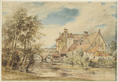 Old Houses on Harnam Bridge, Salisbury with the Ancient Hospital of Saint Nicholas by John Constable