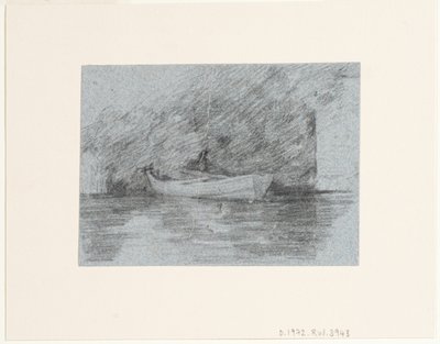 Rowing boat moored beneath a bank by John Constable