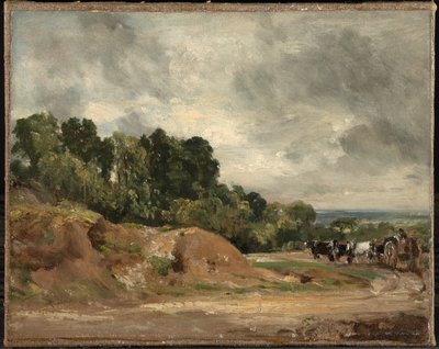 Sandbanks and a Cart and Horses on Hampstead Heath by John Constable