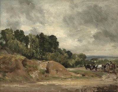 Sandbanks and a Cart and Horses on Hampstead Heath by John Constable
