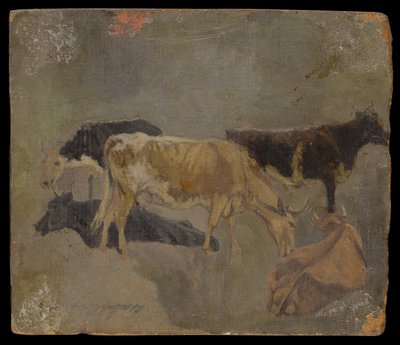 Study of Five Horned Cattle (Verso) by John Constable