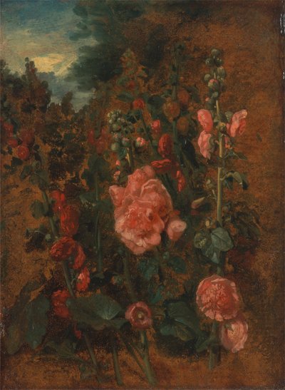 Study of Hollyhocks by John Constable