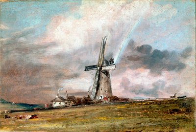 Windmill, Houses and Rainbow by John Constable
