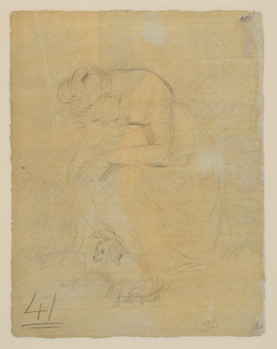Woman seated, with a dog at her feet, verso by John Constable